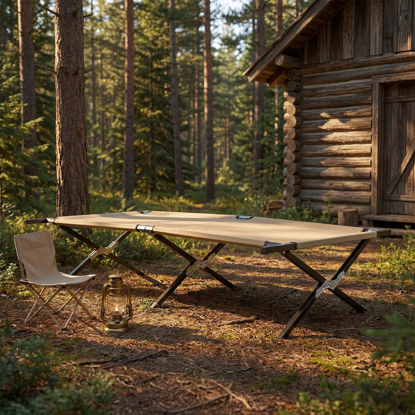 JHK Portable Folding Camping Cot Lounge Chair With 300 Lb Capacity