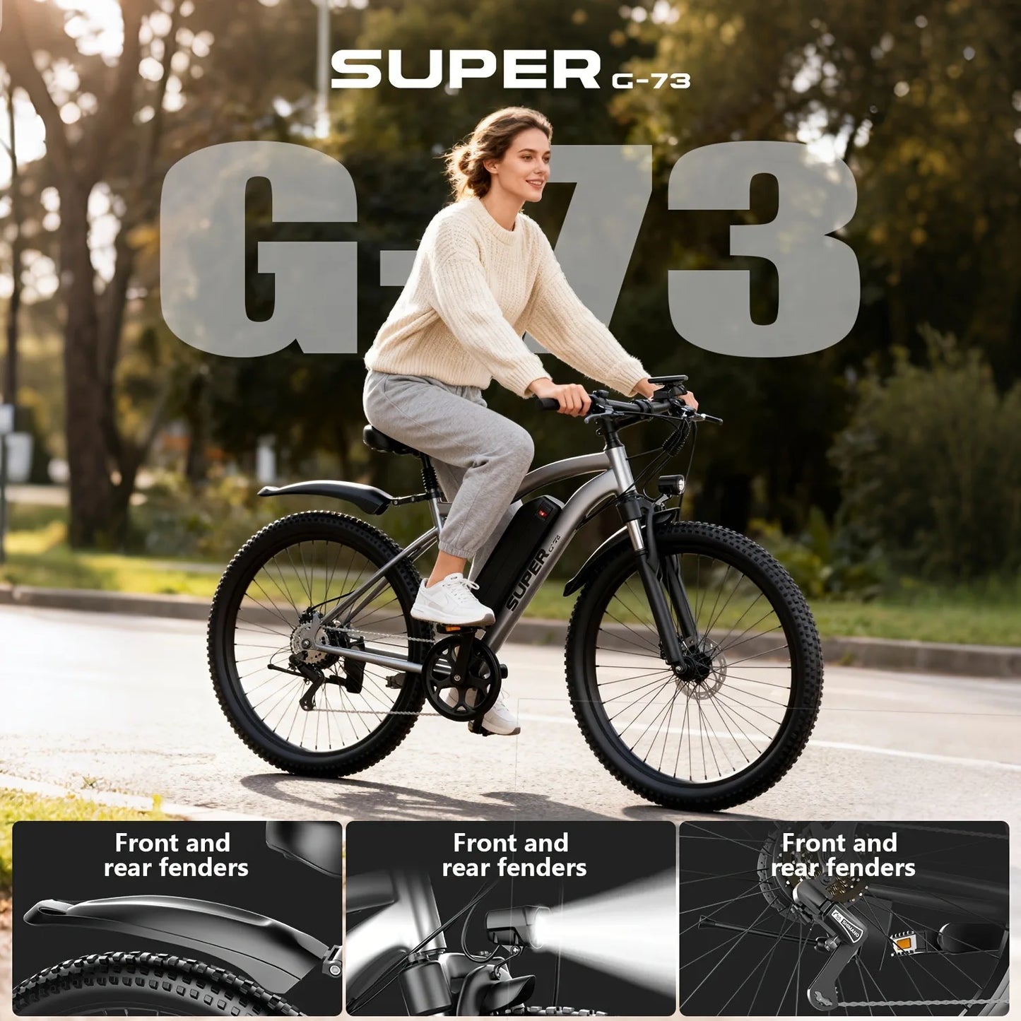 UPlee G73 Electric Mountain Bike With 740W 48V Battery