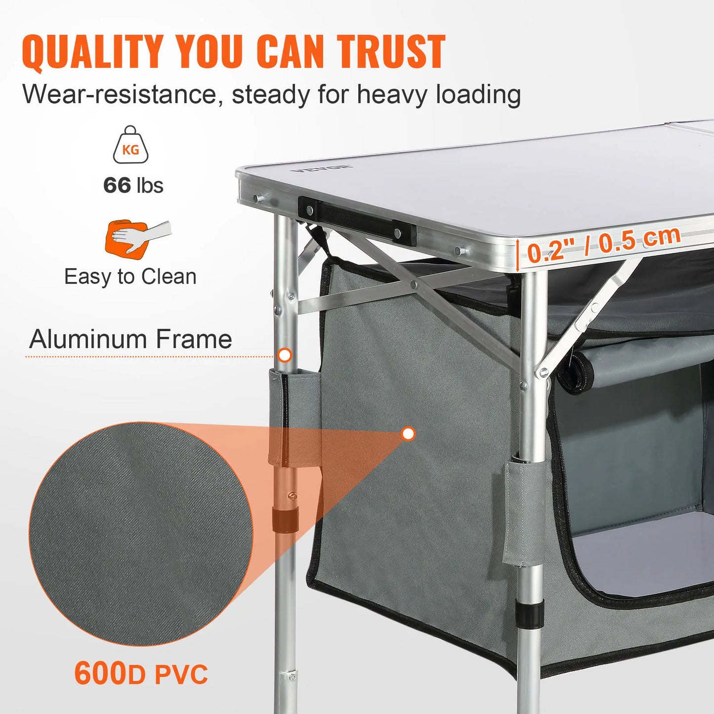 VEVOR Camping Folding Kitchen Table Quick Setup for Outdoor Cooking