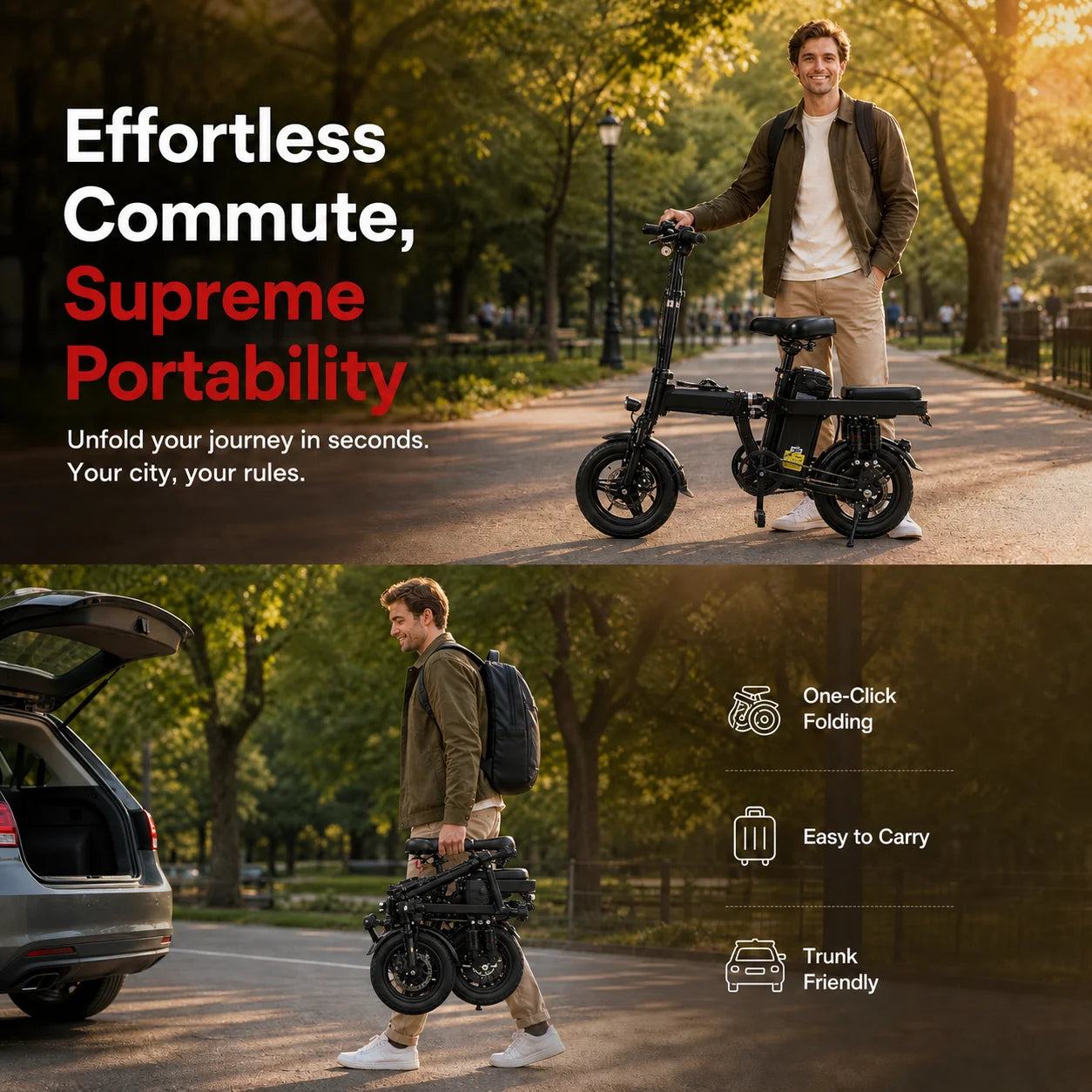 Foldable Electric Bicycle With 500W Motor And 8 Shock Absorbers