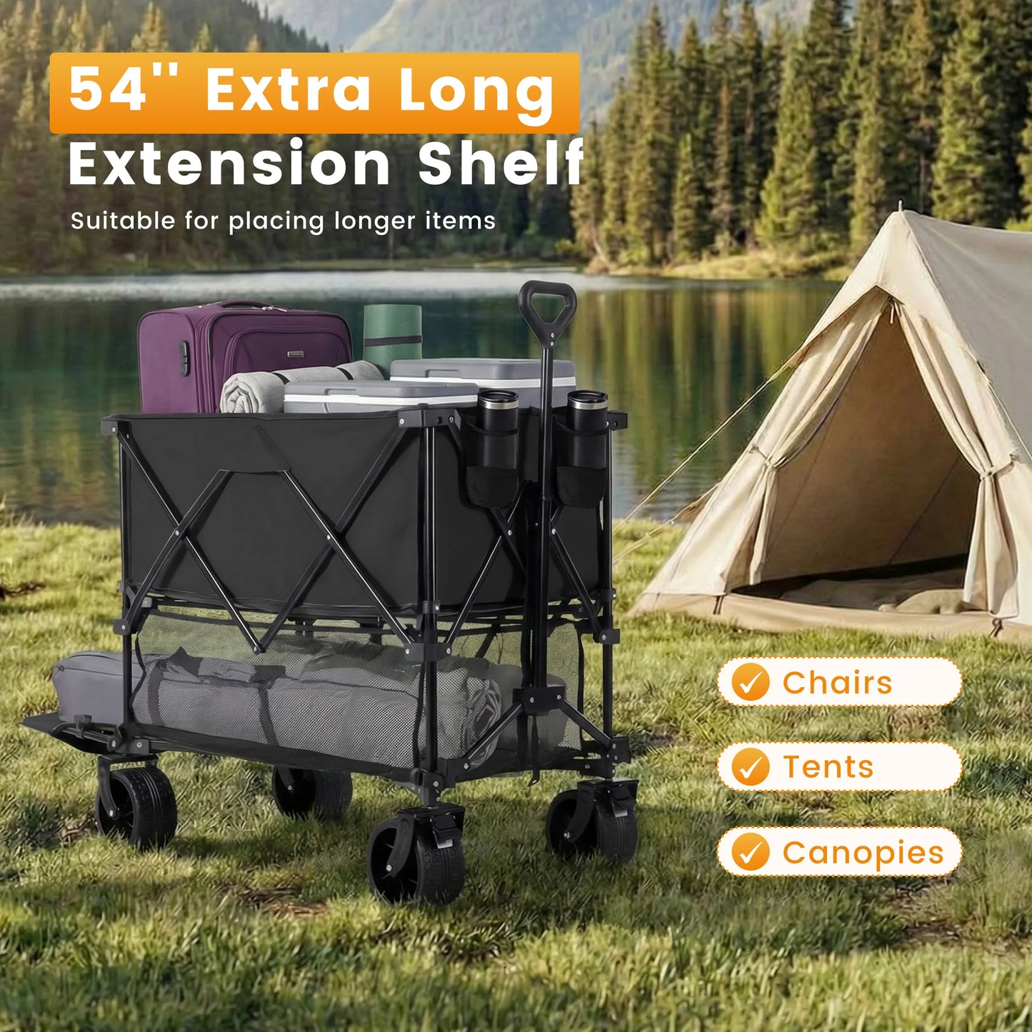 JHK Double Decker Garden Wagon Cart Outdoor Collapsible