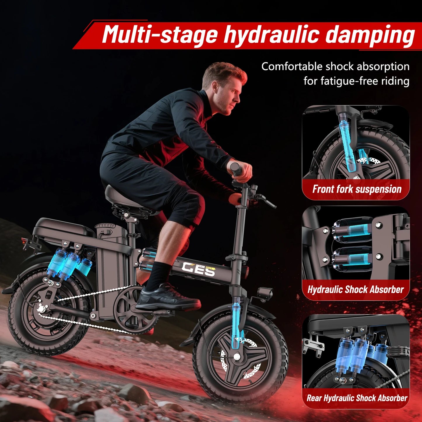 UPlee GE5 Adult Electric Bike 500W Peak Motor Removable Battery
