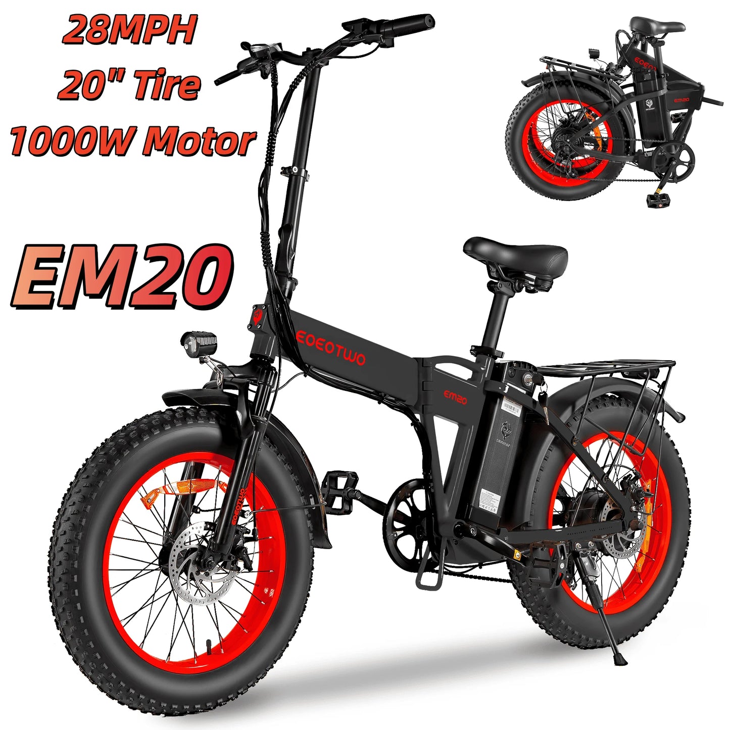 EOEOTWO 34MPH 1500W Electric Fat Tire Ebike With 48V 15Ah Battery