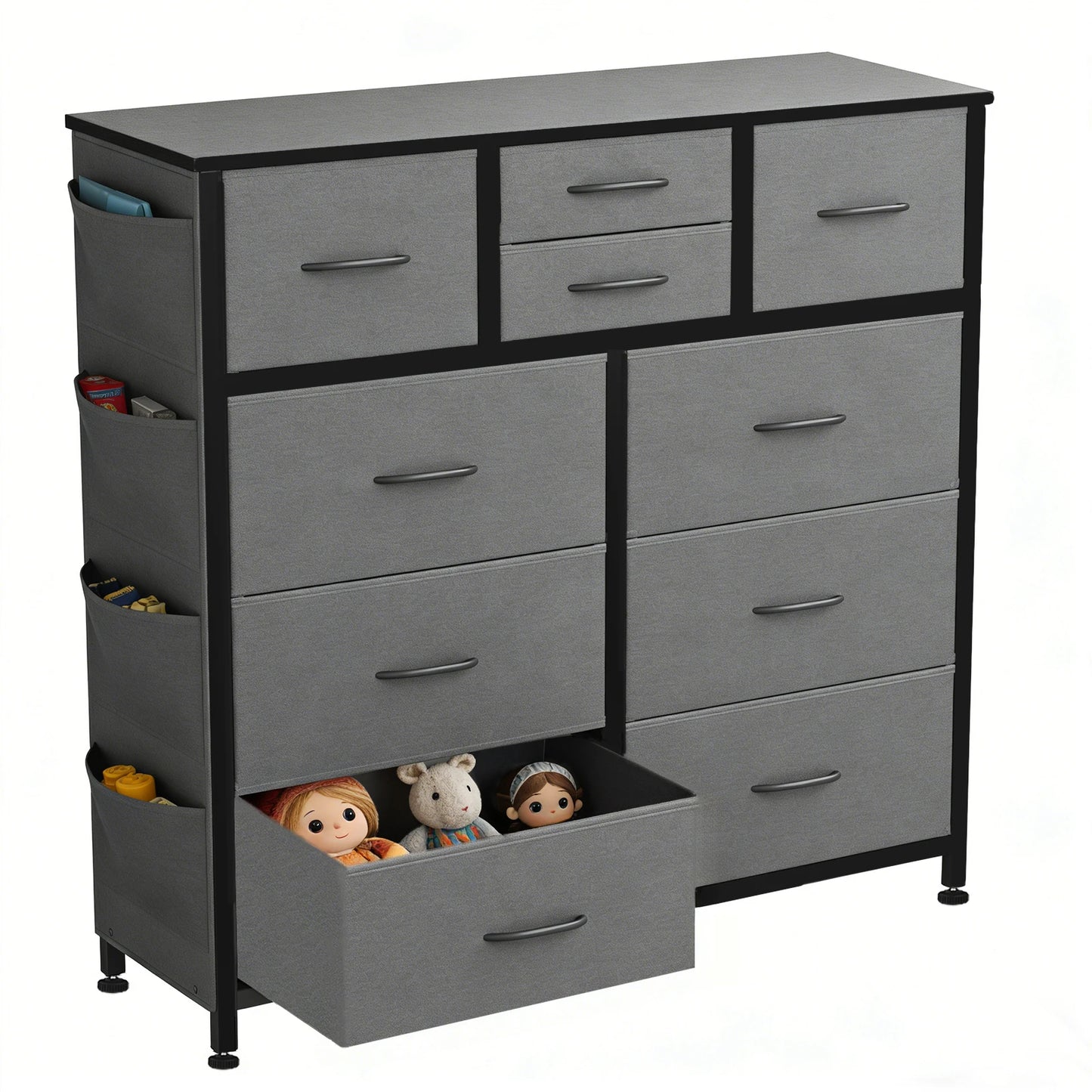 JHK Living Room Fabric Drawers Cabinet With Steel Frame Organizer