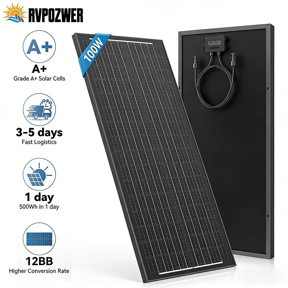 Rvpozwer 100W N-Type Monocrystalline Solar Panel For Rooftop Camping