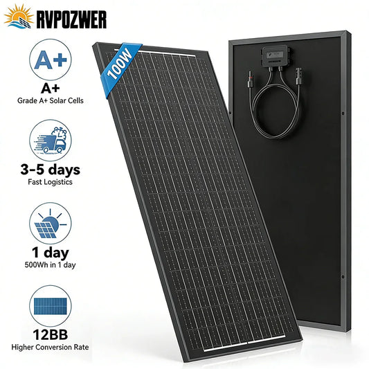 Rvpozwer 100W N-Type Monocrystalline Solar Panel For Rooftop Camping
