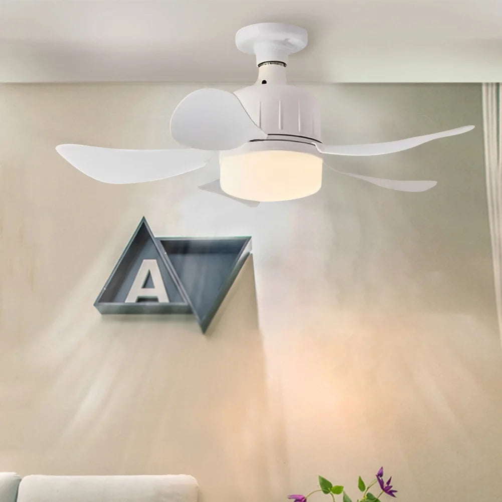 Indoor Ceiling Fan Light 17.7 Inch Ceiling Fan Lamp E27 Base 3 Speeds Light Bulb Fan with Socket for Bedroom Living Room Balcony