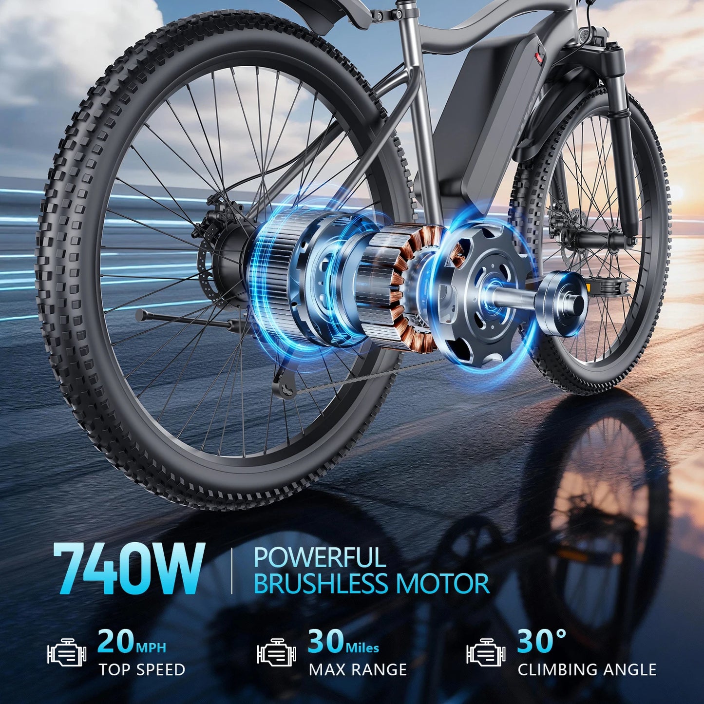 UPlee G73 Electric Mountain Bike With 740W 48V Battery