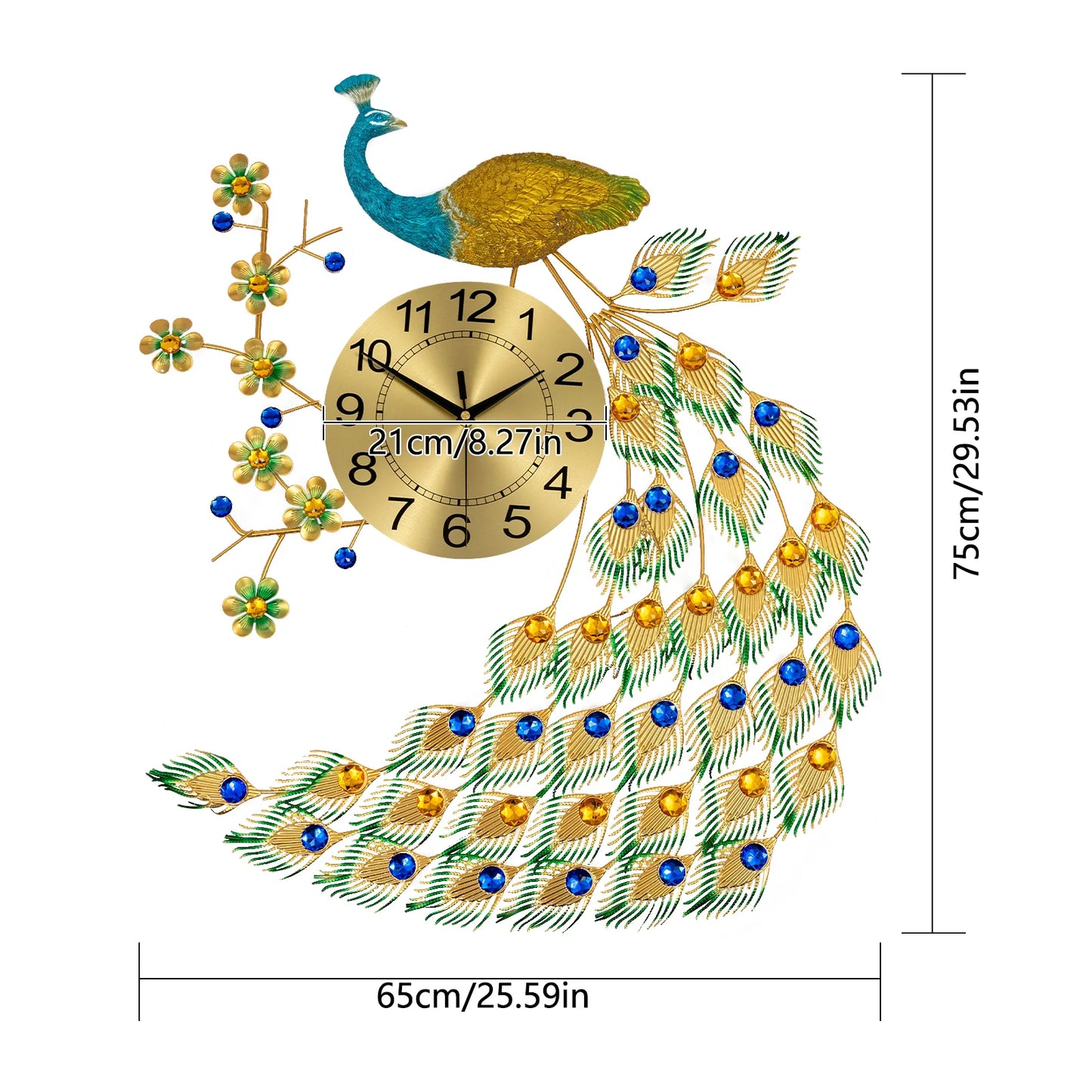 Peacock Wall Clock Modern Acrylic Digital Timepiece For Living Rooms