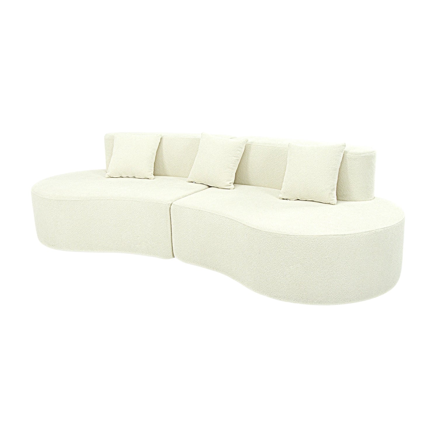 US Modern Curved Couch 4 Seat Minimalist Elegant Half Moon Sofa Compressed Modular Sectional Sofa Home Living Room Cream White