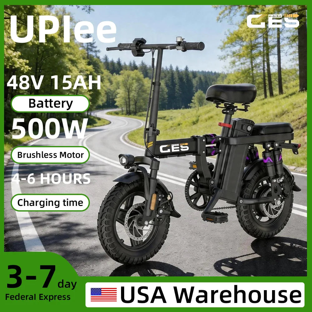 UPlee GE5 Adult Electric Bike 500W Peak Motor Removable Battery