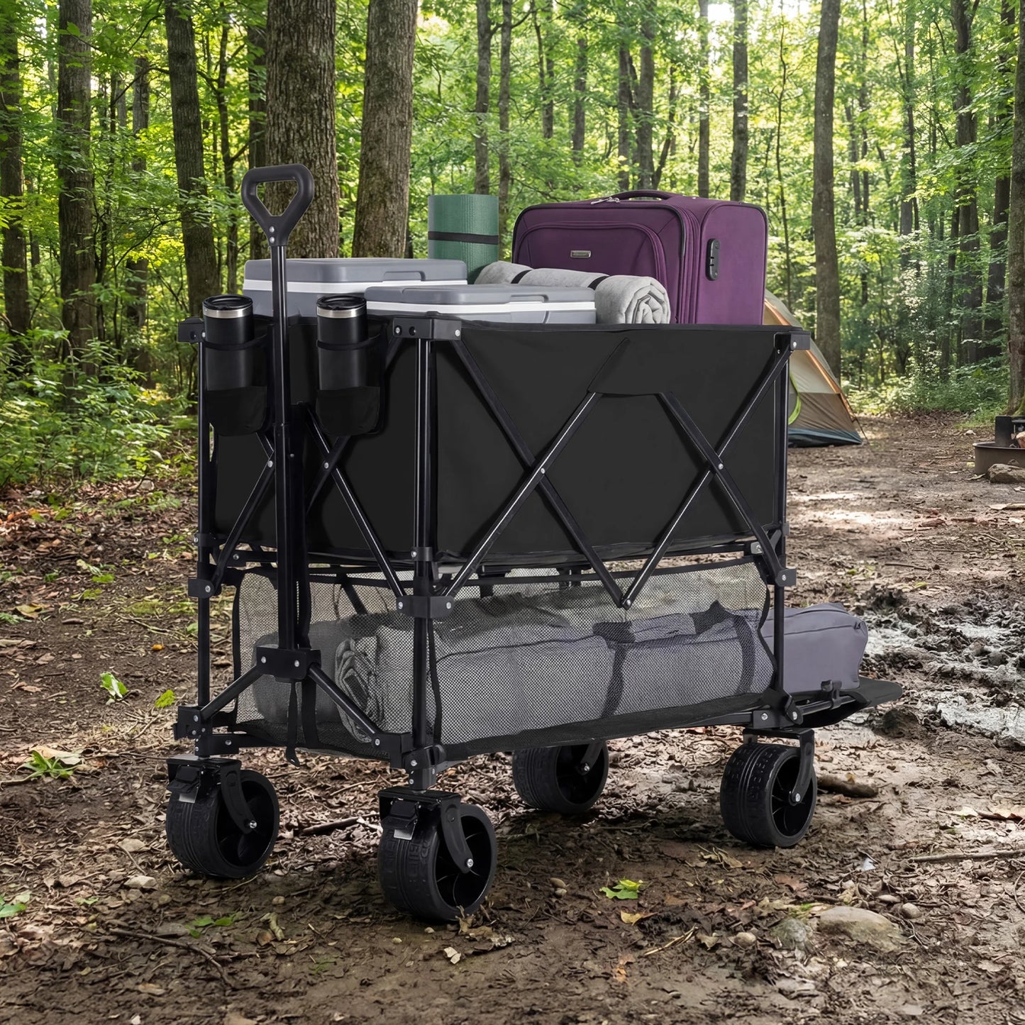 JHK Double Decker Garden Wagon Cart Outdoor Collapsible