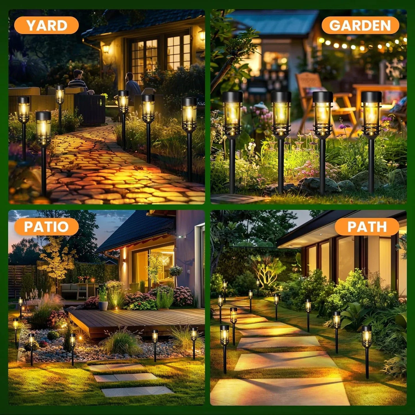 SZRSTH Solar Street Lights Outdoor 4 Pack Waterproof Landscape Path Lighting