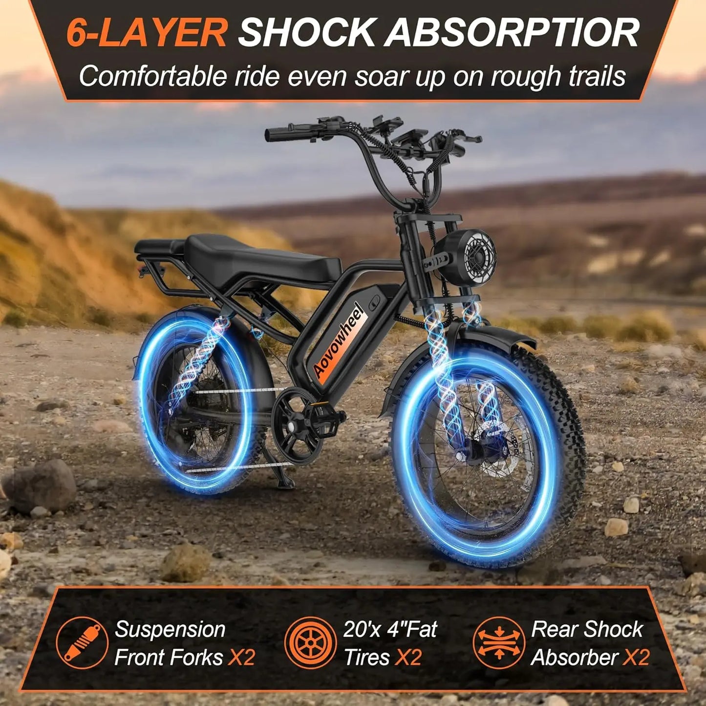 AOVOWHEEL AW2PRO Electric Fat Tire Bike 1500W All Terrain