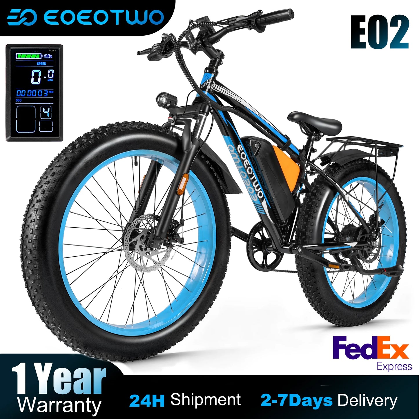 EOEOTWO Electric Fat Tire Bike 1500W Peak With 960Wh Battery