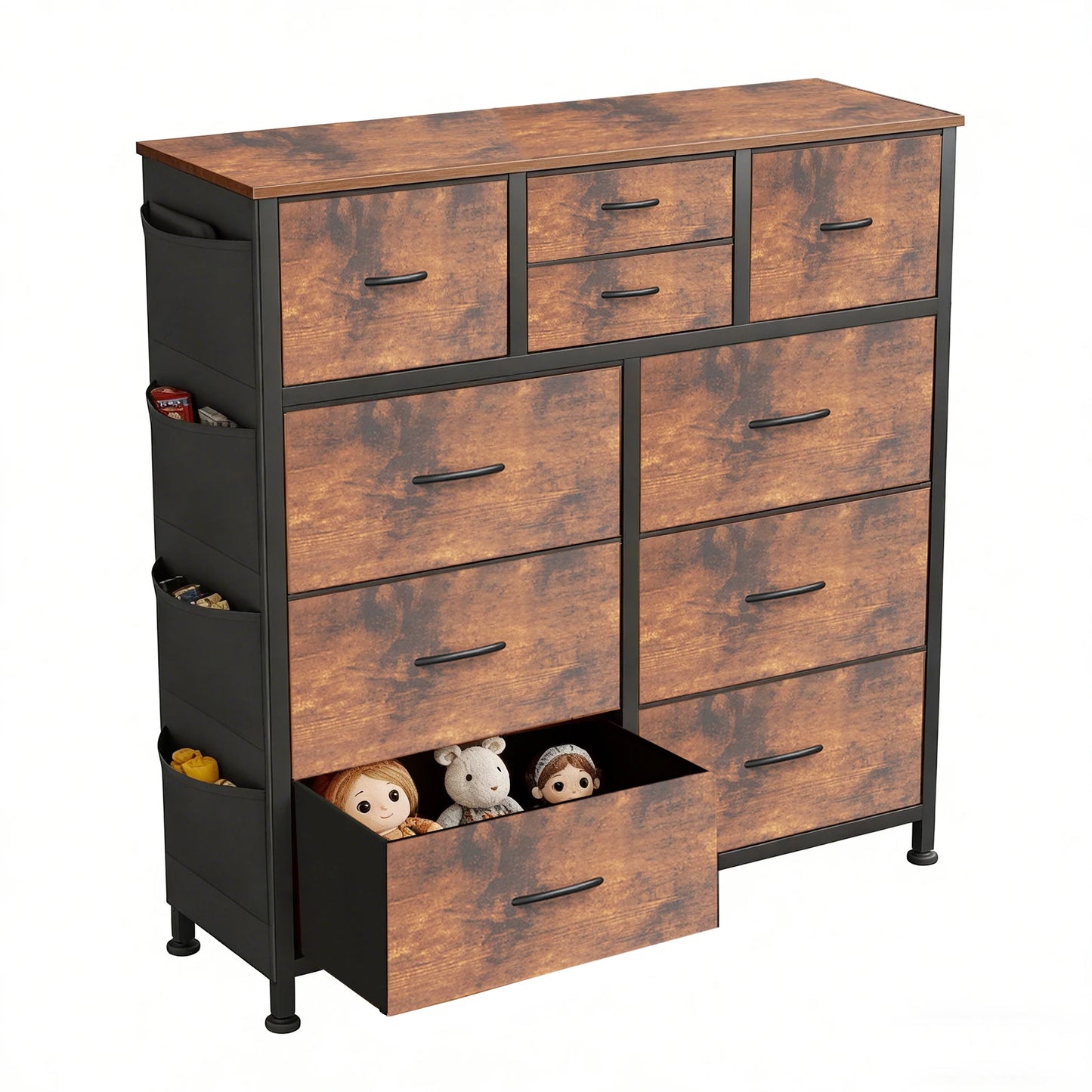 JHK Living Room Fabric Drawers Cabinet With Steel Frame Organizer