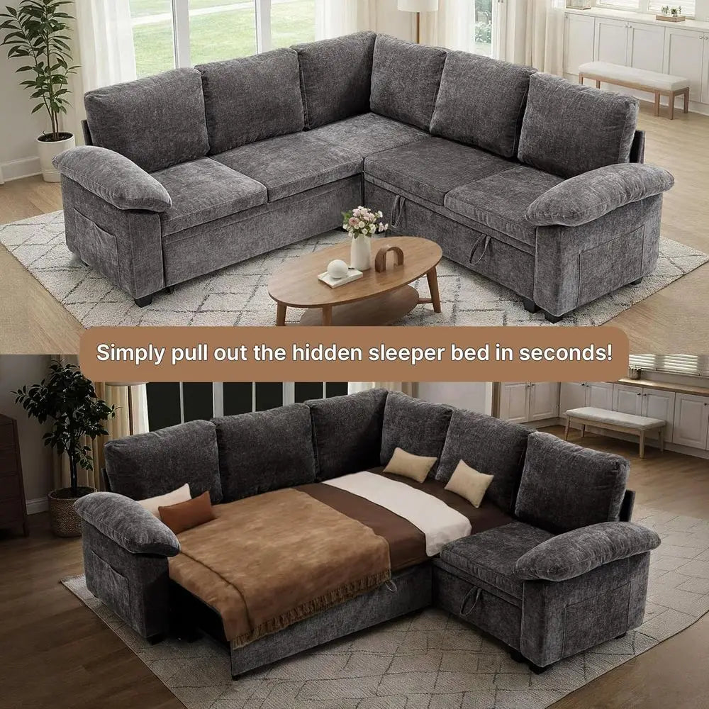 Sectional Sofa Bed With Storage And Pull Out Couch