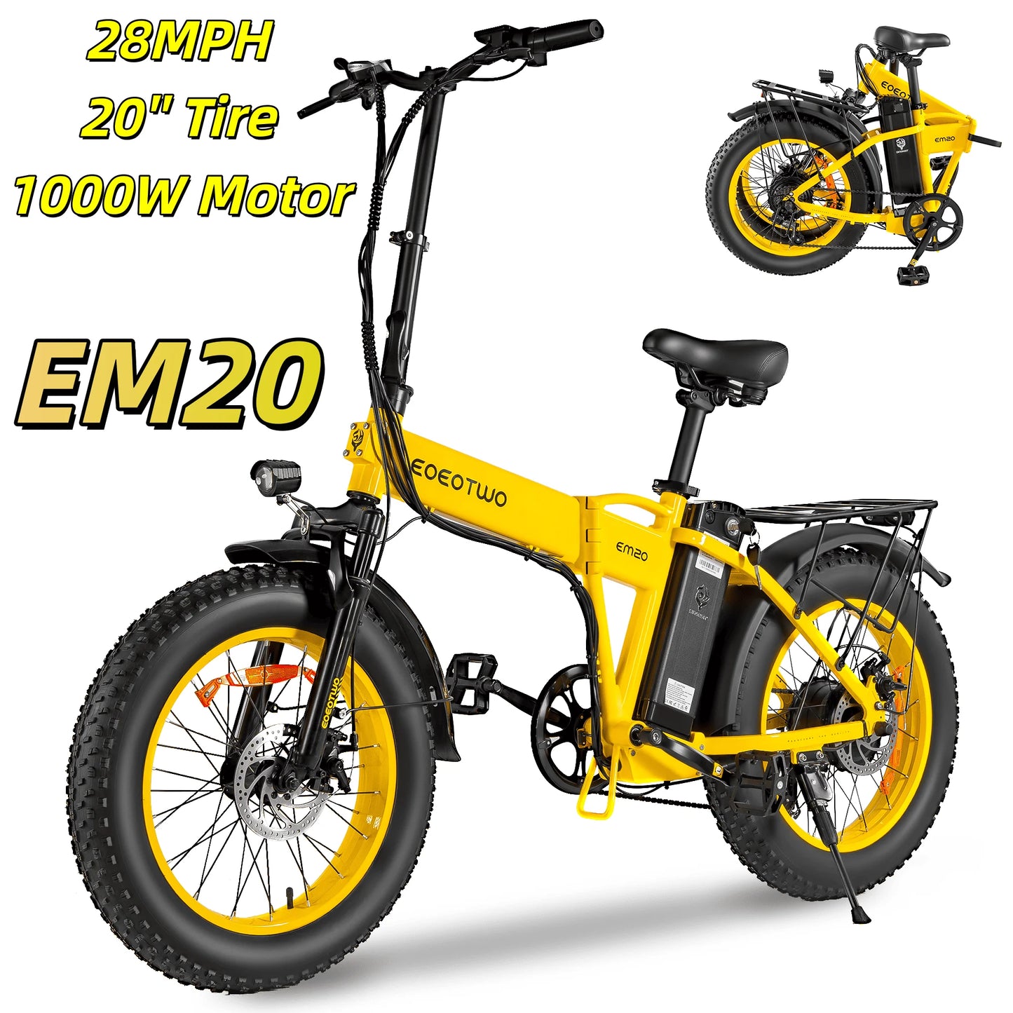 EOEOTWO 34MPH 1500W Electric Fat Tire Ebike With 48V 15Ah Battery