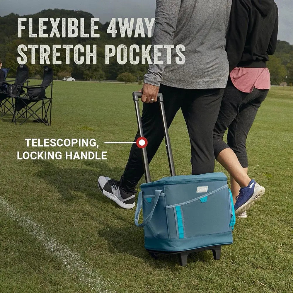 Wheeled Soft Cooler With Expandable Pockets Keeps Ice Cold 34 Hours