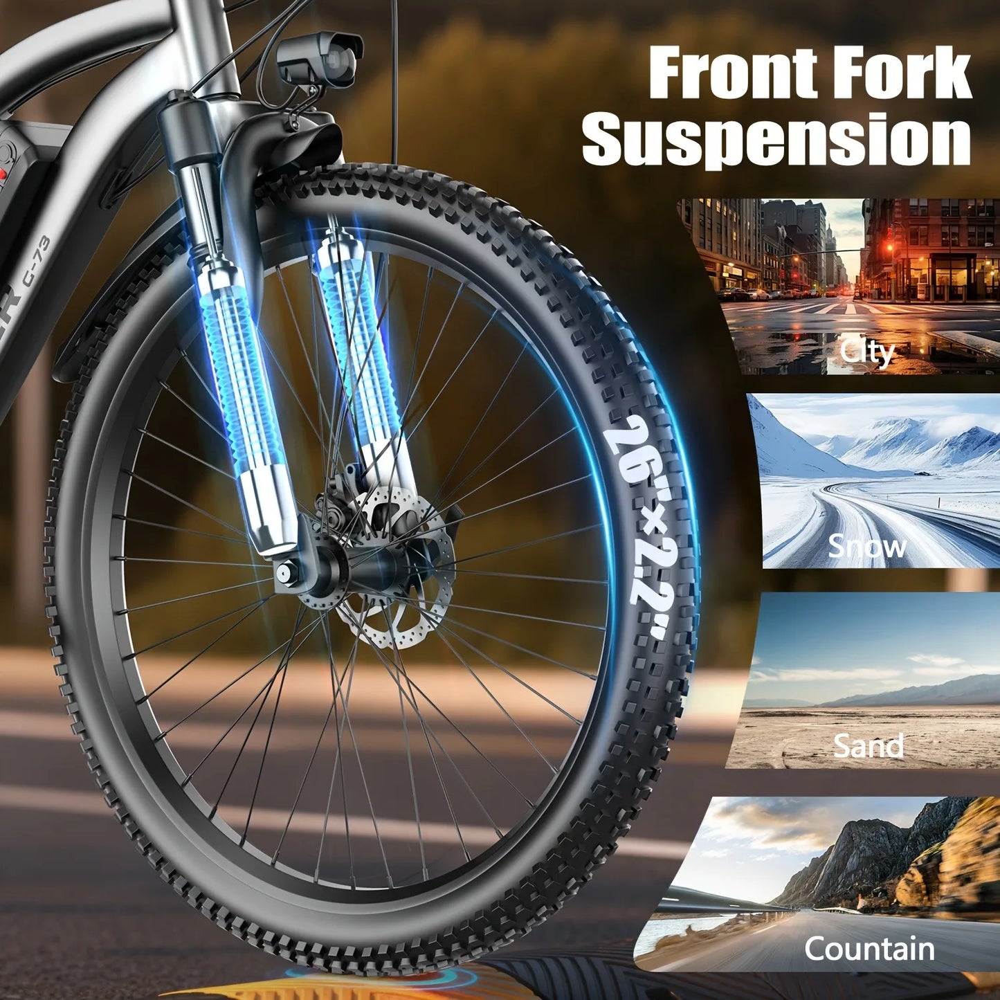 UPlee G73 Electric Mountain Bike With 740W 48V Battery