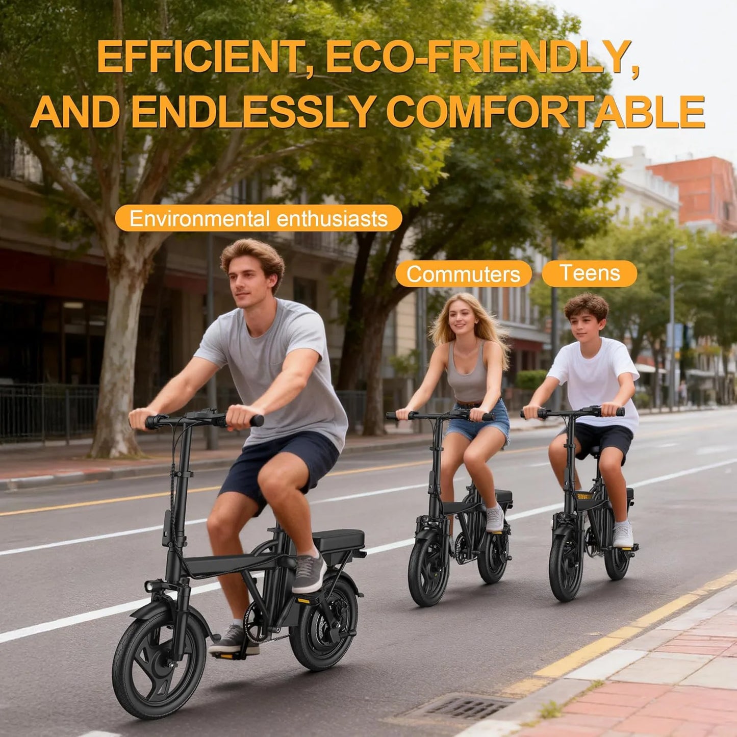 Ladped Foldable Electric Bike Dual Seat 500W 48V 30 MPH