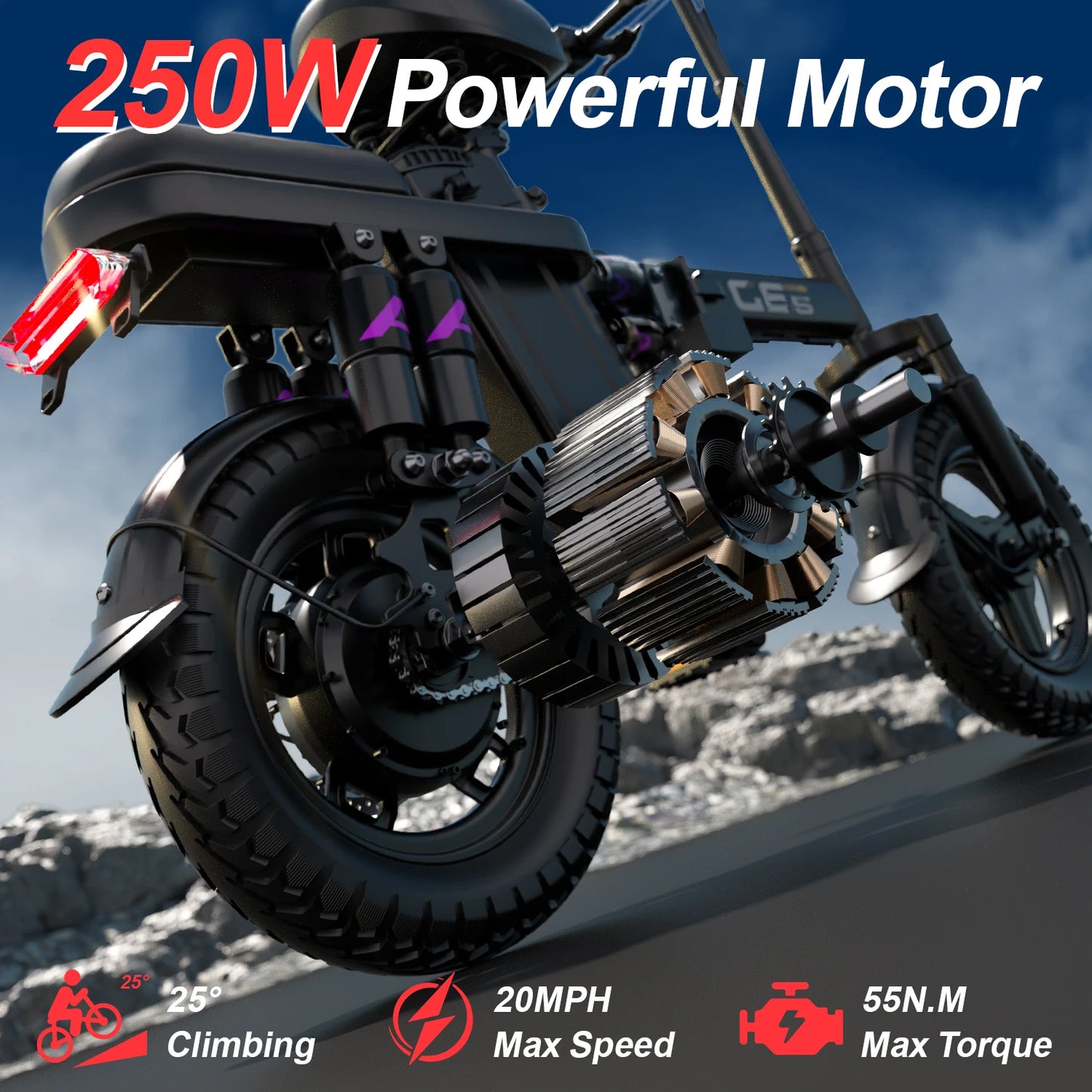 UPlee GE5 Folding Electric Bike 48V 15Ah Battery 30 Miles