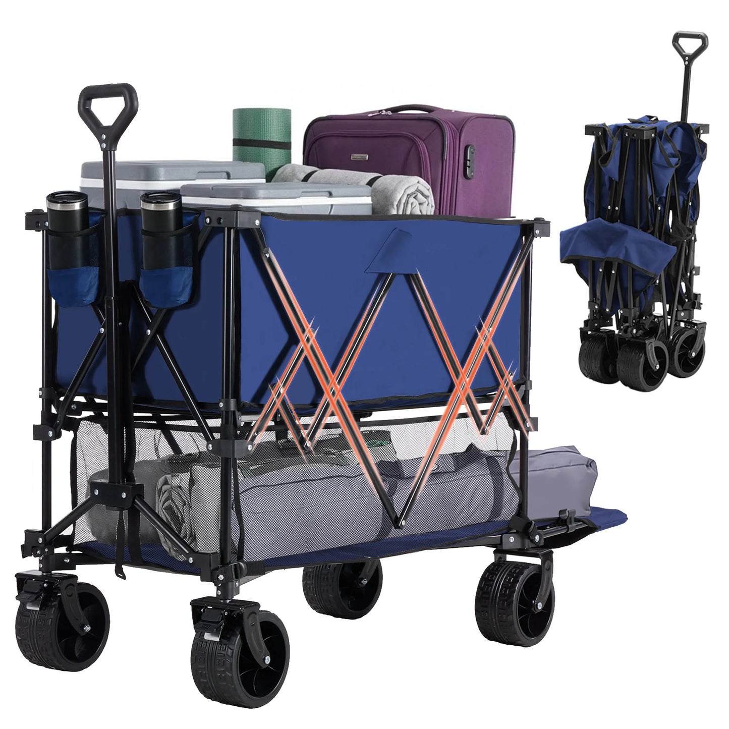 JHK Double Decker Garden Wagon Cart Outdoor Collapsible