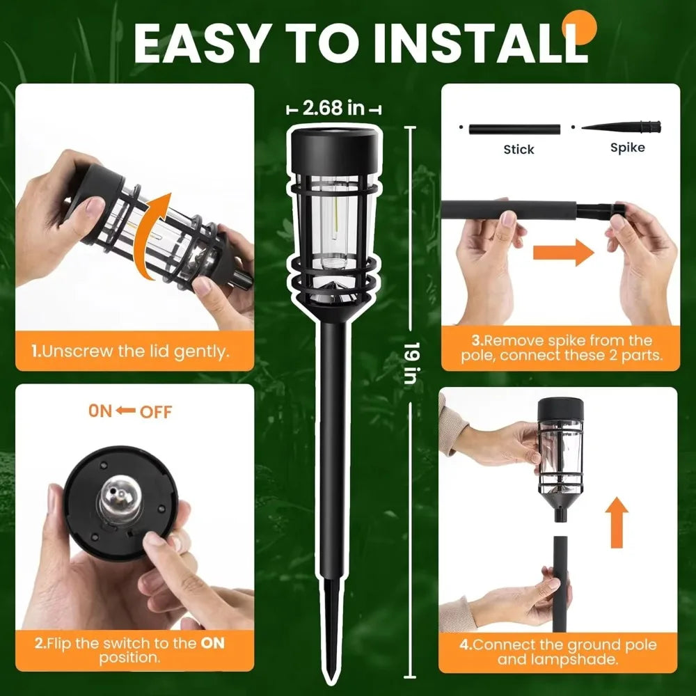 SZRSTH Solar Street Lights Outdoor 4 Pack Waterproof Landscape Path Lighting