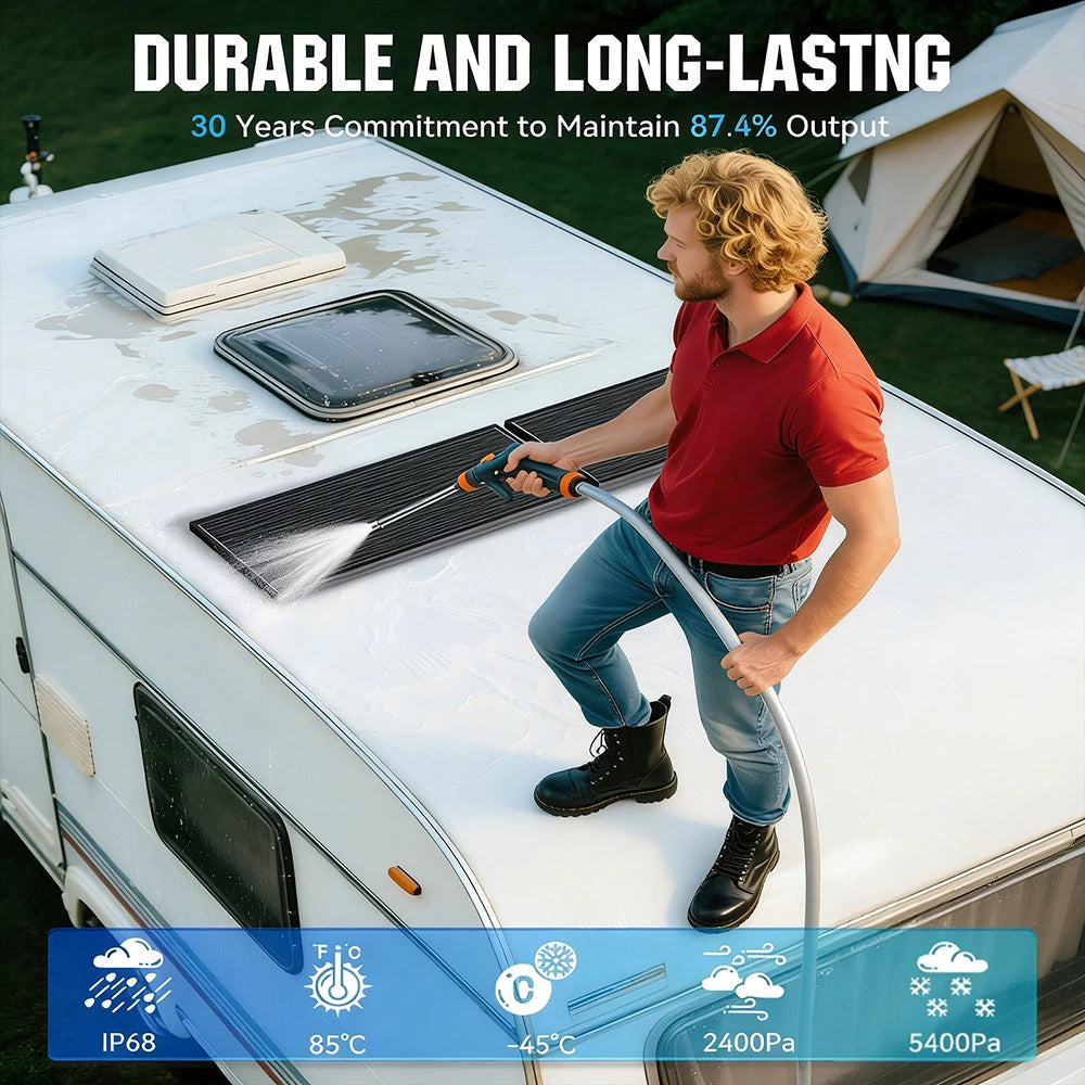 Rvpozwer 100W N-Type Monocrystalline Solar Panel For Rooftop Camping