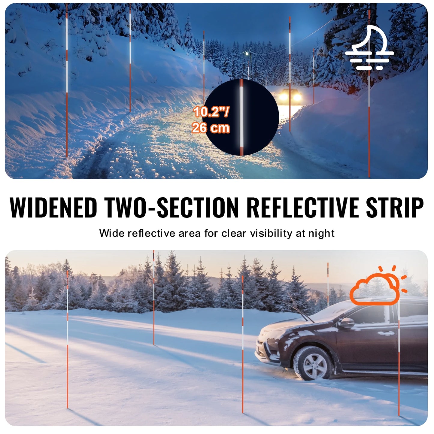 SucceBuy Driveway Markers Reflective Fiberglass Poles For Parking Lots