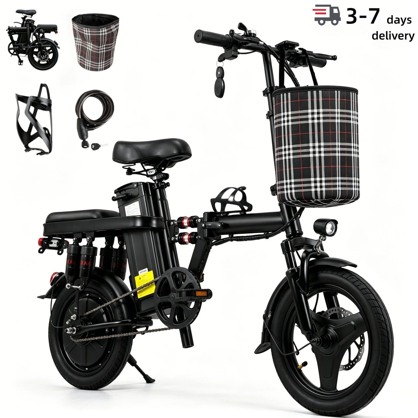 Foldable Electric Bicycle With 500W Motor And 8 Shock Absorbers