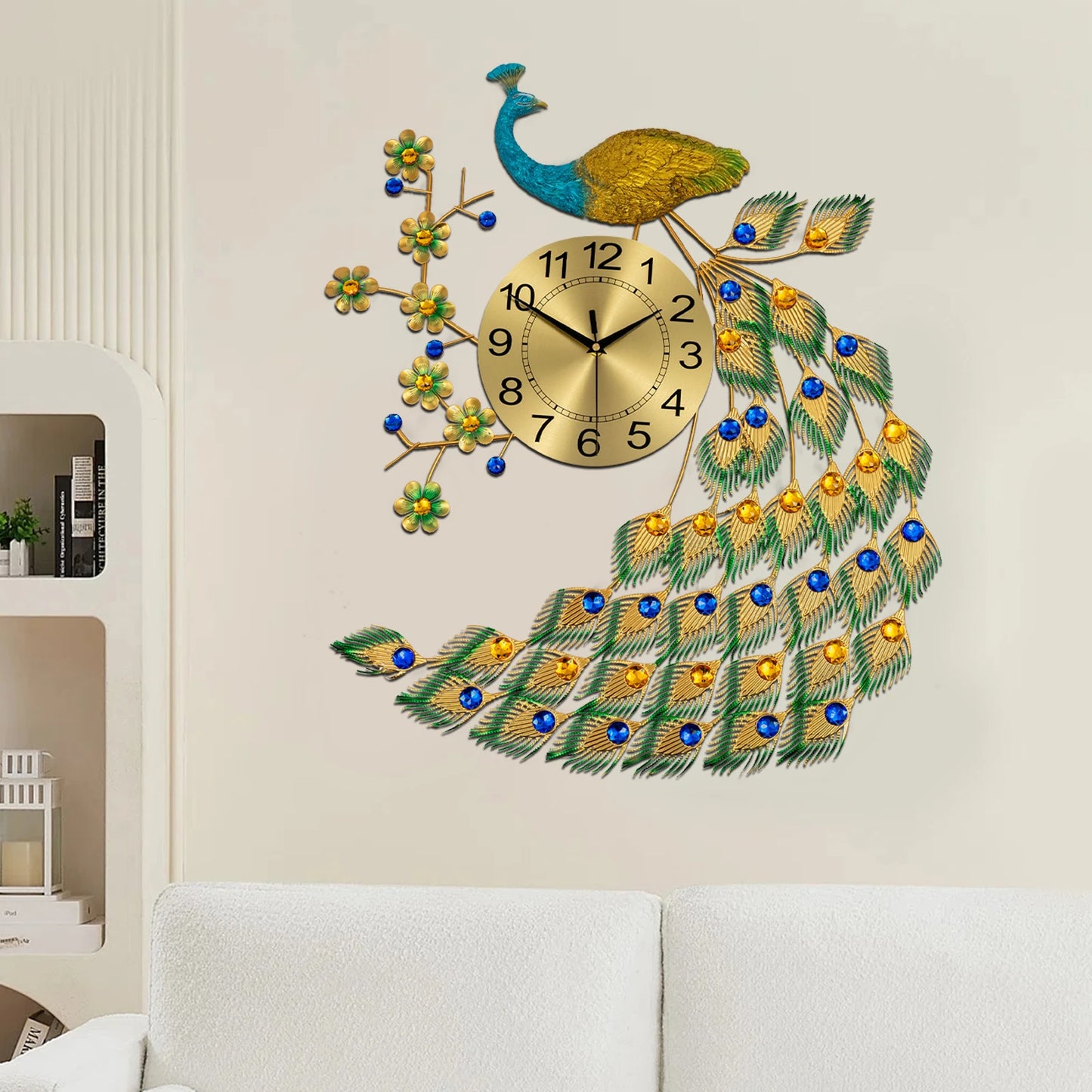 Peacock Wall Clock Modern Acrylic Digital Timepiece For Living Rooms