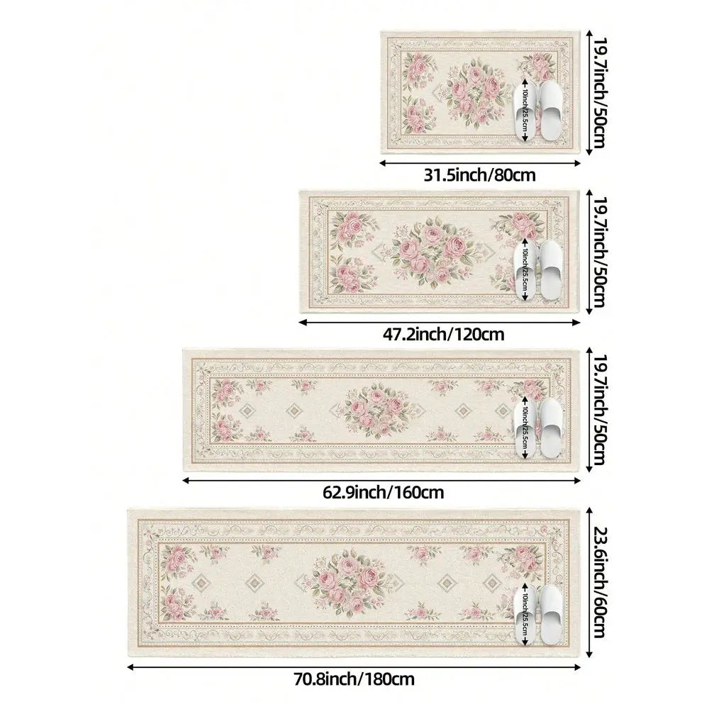 European Floral Pattern Long Kitchen Mat