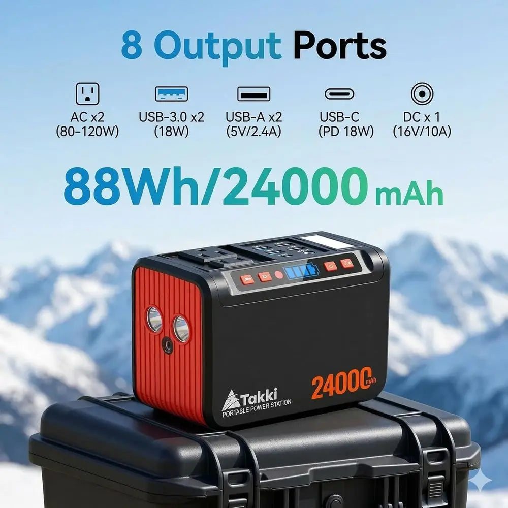 Portable Solar Generator 88.8Wh 110V Outlet With 21W Panel