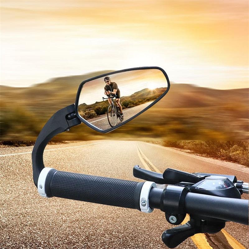 Bicycle Rear View Mirror Adjustable Wide Lens For Handlebars