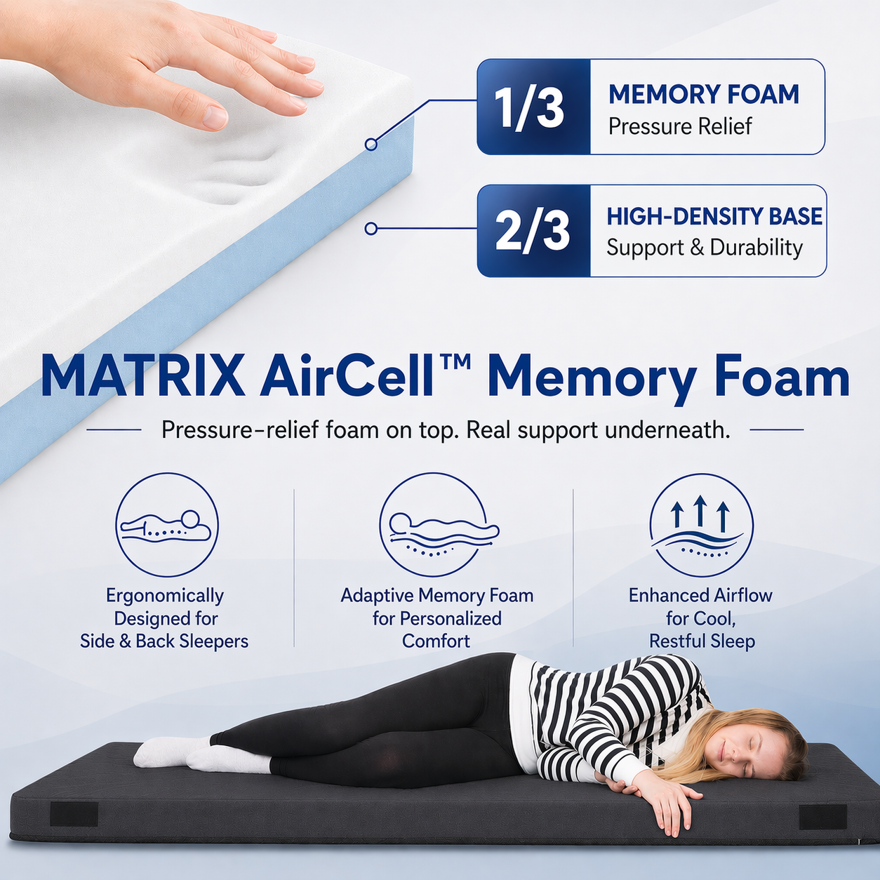 Hazli Matrix Air-Cell Memory Foam Camping Mattress