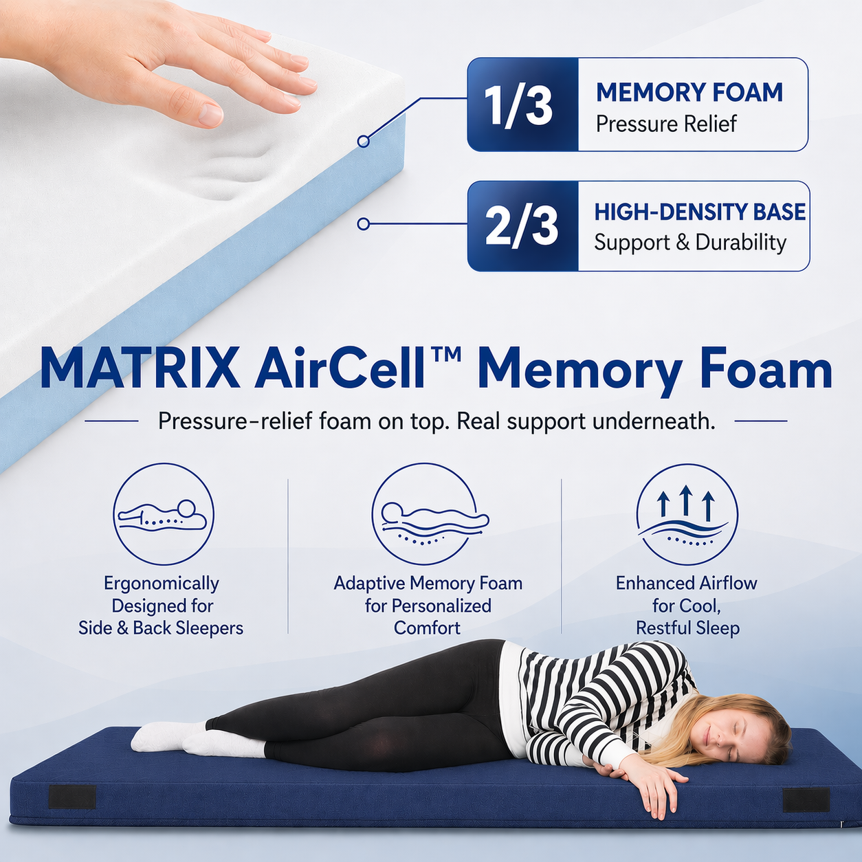 Hazli Matrix Air-Cell Memory Foam Camping Mattress