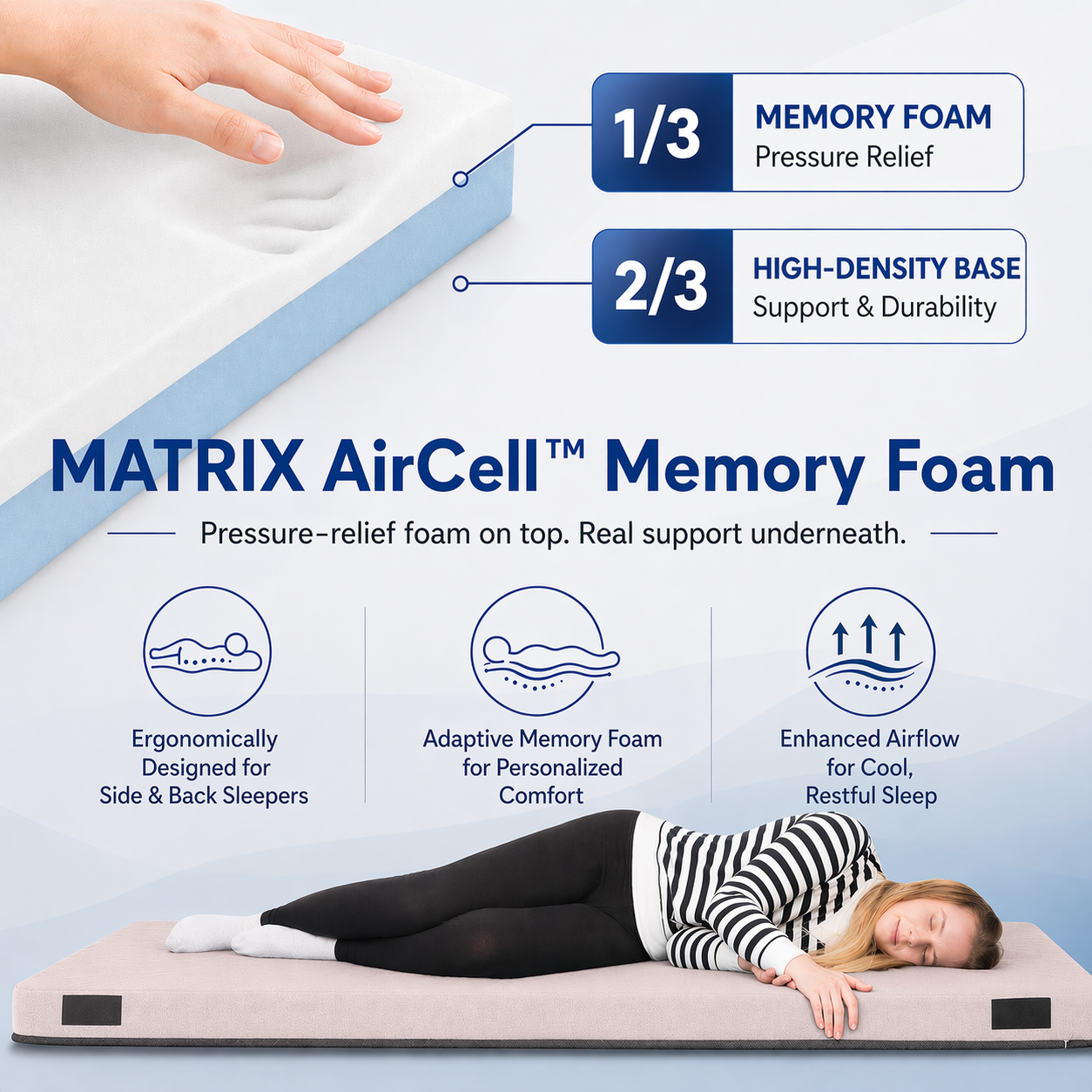 Hazli Matrix Air-Cell Memory Foam Camping Mattress