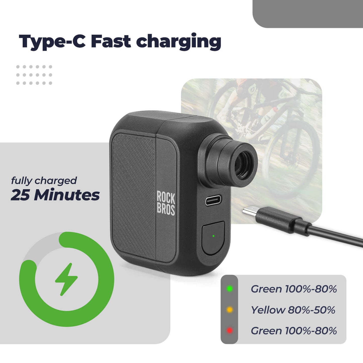 Rockbros AS110 Mini Electric Air Pump 100 PSI Portable Bike Pump